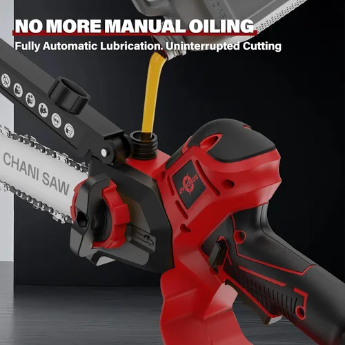 Miniatura 4 de Mini motosierra para batería Milwaukee M18, motosierra eléctrica inalámbrica 2 en 1 de 8 y 6 pulgadas con motor sin escobillas de 800 W y engrasador