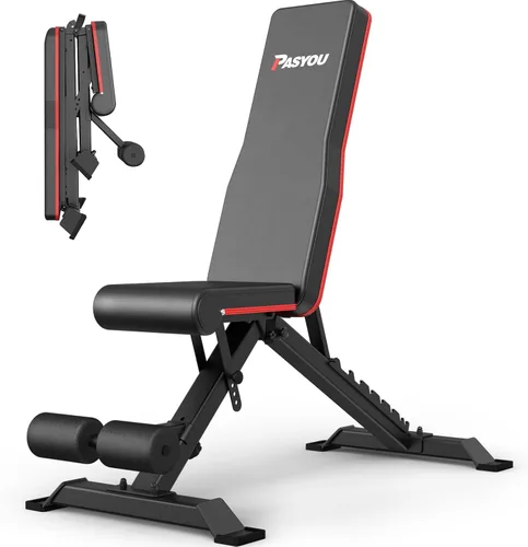 Miniatura 10 de PASYOU Adjustable Weight Bench for Home Gym, Foldable Workout Benches with 660LBS, Exercise Bench for Incline Decline Flat Bench Press, Foldable