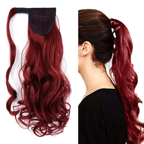 Miniatura 23 de Extensión de cola de caballo de 18 pulgadas para mujer, 3.53 onzas, fibra sintética natural japonesa resistente al calor, color negro azabache #1