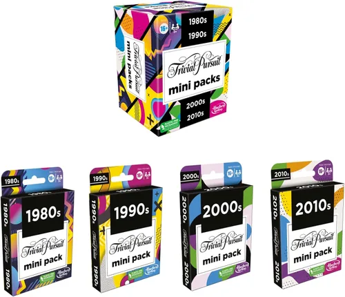 Miniatura 4 de Hasbro Games Trivial Pursuit Mini Packs Multipack, divertidas preguntas de trivia para adultos y adolescentes a partir de 16 años, incluye 4