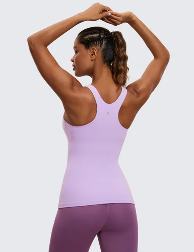 Miniatura 2 de CRZ YOGA Butterluxe - Camiseta sin mangas de cuello alto con espalda cruzada para mujer, con brasier integrado, para entrenamiento, yoga, atlética