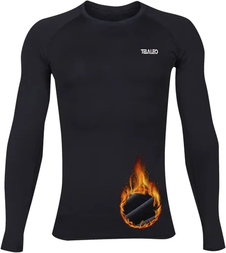 Miniatura 5 de TELALEO Camiseta de compresión térmica para niños y niñas, manga larga, forro polar, capa base, camiseta deportiva de fútbol