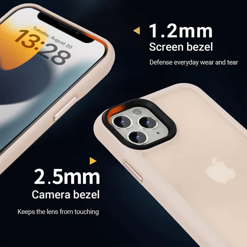 Miniatura 3 de Yriklso Funda para iPhone 11 Pro Max, protección contra caídas de grado militar, carcasa trasera dura translúcida - rosa esmerilado