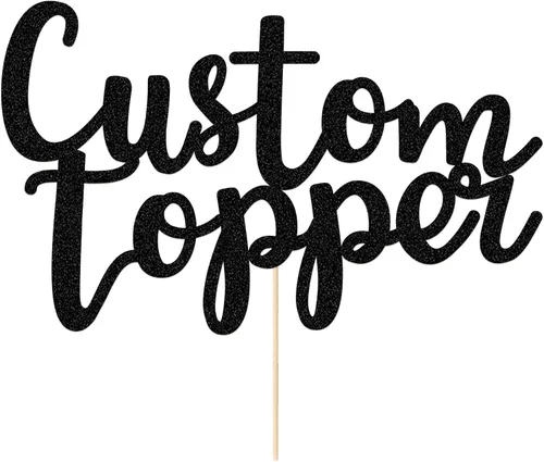 EDSG Decoración personalizada para tartas, decoración personalizada de doble cara con purpurina para tartas con cualquier número de texto, 11 Negro