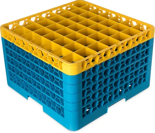Miniatura 125 de Carlisle FoodService Products RG9-214 OptiClean Estante de vidrio con 9 compartimentos con 2 extensores, 7.12 pulgadas, polipropileno, azul