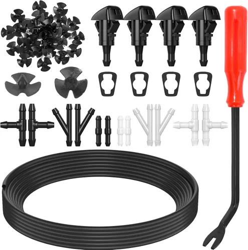 Kit de boquillas para limpiaparabrisas 52 en 1, repuesto para Chrysler, Dodge, Jeep, Ram - 4 boquillas rociadoras, manguera de fluido de 157