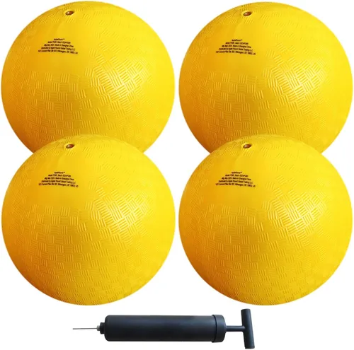 Miniatura 5 de AppleRound Bolas de juego Dodgeball de 8.5 pulgadas, paquete de 4 bolas con 1 bomba, tamaño oficial para Dodge Ball, balonmano, campamentos y Verde