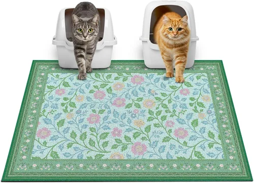 Miniatura 46 de Glittme Alfombrilla de Arena para Gatos con Base Antideslizante, Alfombrilla de Caja de Arena Impermeable que Atrapa la Arena, Fácil de Limpiar