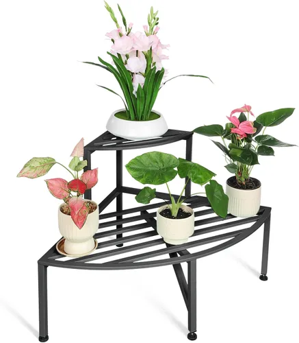 Miniatura 17 de Dipion Paquete de 2 soportes de metal para plantas al aire libre, estantes para plantas de interior, 1 nivel resistentes para múltiples plantas, 26