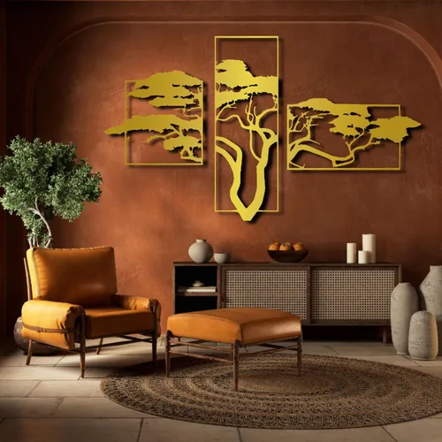 Miniatura 4 de ICEWQOQU Arte de pared con árbol de la vida, 3 piezas de metal árbol de la vida, decoración de pared natural, arte de pared grande de metal
