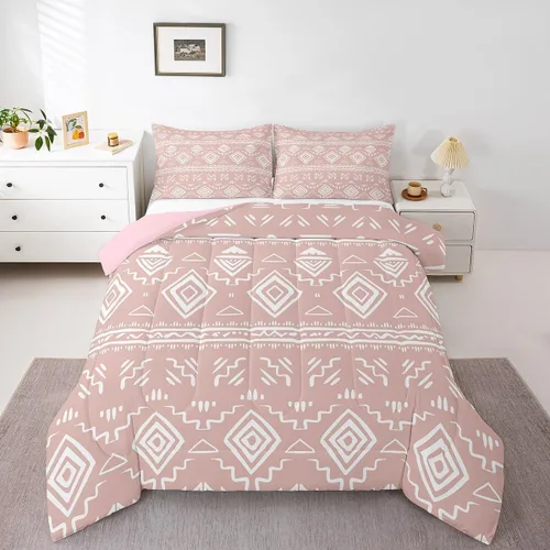 Miniatura 13 de Erosebridal - Juego de ropa de cama estilo tribal bohemio azteca, edredón con estampado étnico blanco y negro, bohemio, tamaño King, juego de Multi