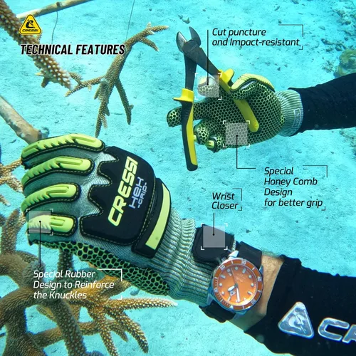 Miniatura 3 de Guantes de buceo resistentes a pinchazos - Protección contra golpes - Protección de la palma contra picaduras y cortes - Ideal para pesca submarina