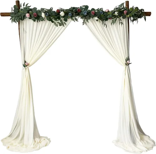 Cortinas de fondo de gasa transparente de 10 x 10 pies (5 x 2 paneles), cortinas de tela de gasa para bodas, cortina larga transparente para sala de