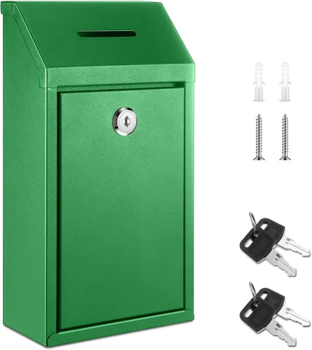 Miniatura 15 de Yaocom Caja de dinero de metal para donación de dinero para colección de soportes de granja, caja de sugerencias segura con candado montado