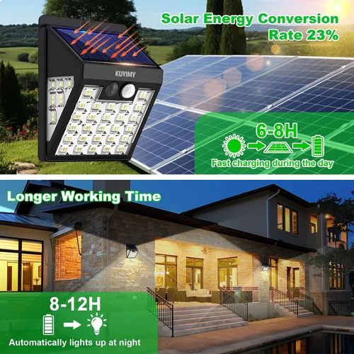 Miniatura 4 de Luces solares al aire libre, luz de pared con sensor de movimiento de 72 LED, IP65 impermeable y 3 modos de iluminación, luz de seguridad