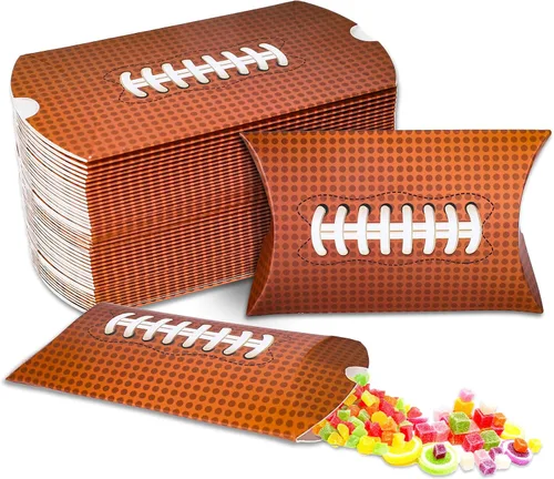 AnyDesign Paquete de 50 cajas de golosinas de fiesta de fútbol, cajas de almohadas temáticas de juegos deportivos, cajas de golosinas surtidas para
