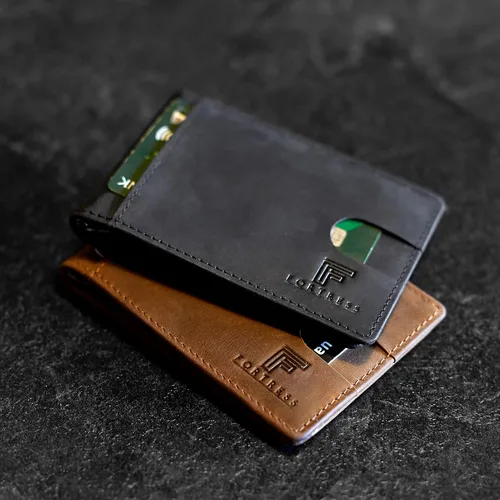 Miniatura 7 de Fortress Cartera de piel delgada RFID Negro Minimalista
