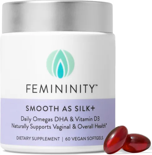 Miniatura 9 de Femininity Suave como la seda + recarga de 30 días para la sequedad vaginal (60 cápsulas blandas) – Mezcla de aceite de espino amarillo, vitamina D3