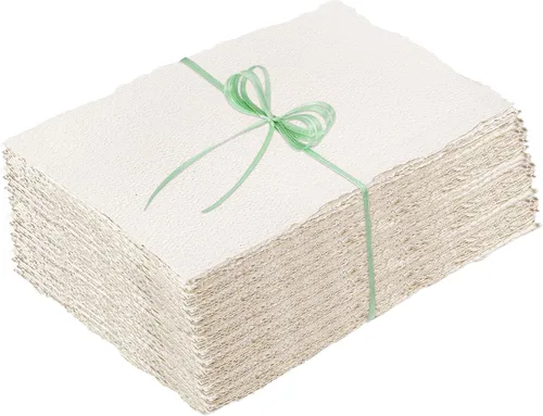 Miniatura 10 de 100 hojas de papel con borde deckled de 8.5 x 11 pulgadas, papel hecho a mano de 160 GSM, papel de acuarela rugoso/texturizado para invitaciones