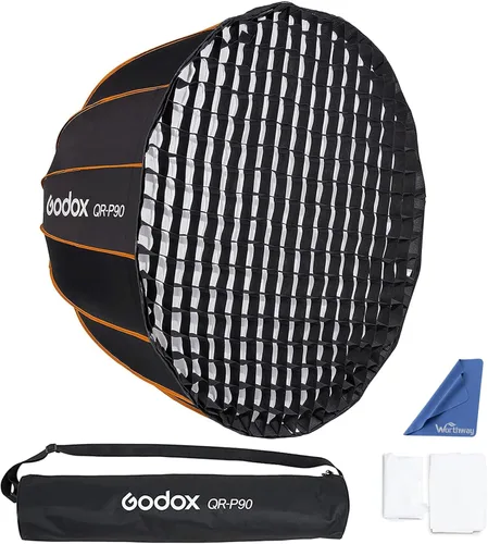 Godox QR-P90 35.5"/90cm Bowens Mount Softbox con difusor frontal e interior, rejilla de tela, para Godox SL60W SL60IID SL60IIBi SL150WII VL150 VL300