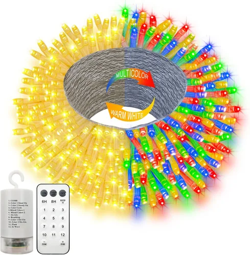 Miniatura 11 de echosari Paquete de 2 Luces de Cadena de Navidad a Batería, Cable Verde de 32 pies 100 Luces de Cadena de Hadas LED con Control Remoto Temporizador
