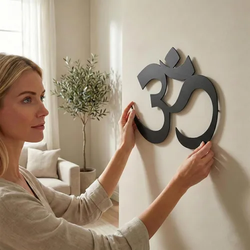 Miniatura 8 de DEKADRON Arte de pared de metal, decoración de metal Om, decoración de Namaste, regalos de yoga, símbolo de aum, arte de pared OM, decoración
