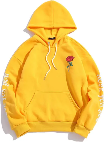 Miniatura 3 de ZAFUL Sudadera con capucha para hombre, con estampado de letras rosas, con cordón, unisex, de vellón, con estampado de letras