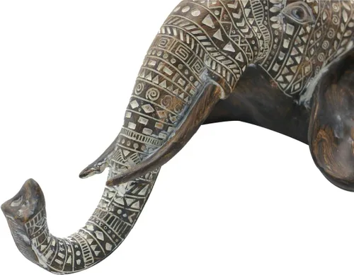 Miniatura 4 de OTARTU Escultura de busto de pared de elefante africano de 11 pulgadas de alto, tallada, cabeza de elefante noble para colgar, decoración de pared