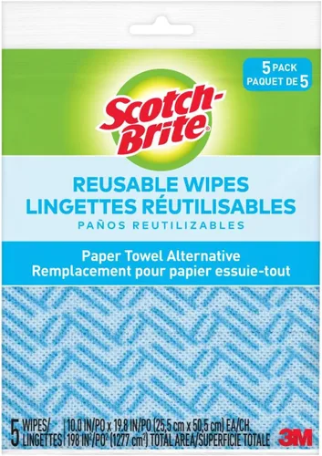 Scotch-Brite Toallitas de cocina de alto rendimiento, 5 toallitas/bolsa, 12 bolsas/estuche (60 toallitas en total)