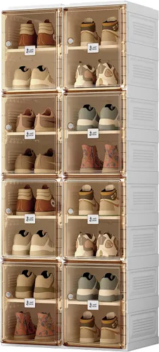 Miniatura 11 de ANTBOX Caja de almacenamiento organizadora de zapatos, zapatero plegable portátil para armario con puerta transparente magnética, contenedores