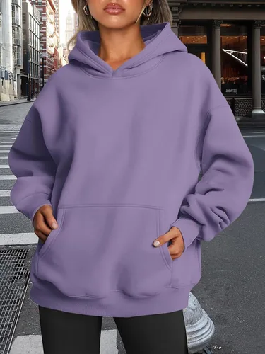 Miniatura 30 de Trendy Queen - Sudaderas extragrandes con capucha para mujer, suéteres de manga larga, sin botones, de vellón, de otoño, ropa de invierno