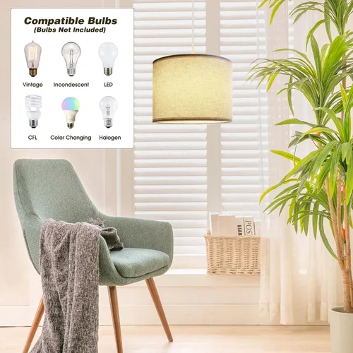 Miniatura 2 de KUAUGST Lámpara colgante enchufable, lámpara colgante de 15 pies con cable de enchufe, interruptor de encendido/apagado, iluminación colgante