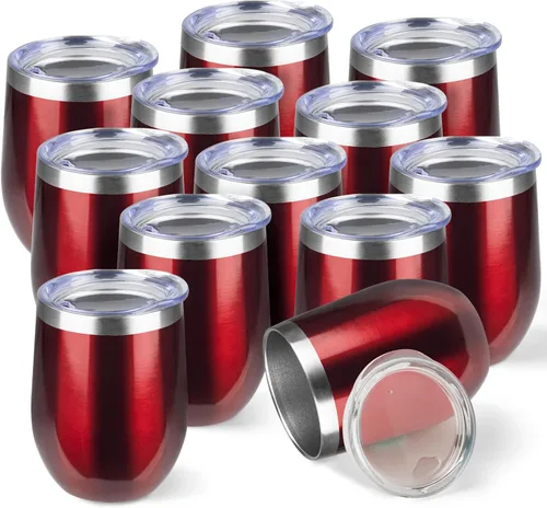 Miniatura 17 de StarSpeed Vaso de vino de 12 onzas con tapa, tazas de viaje de acero inoxidable sin pie con aislamiento de doble pared, taza de café aislada, vasos