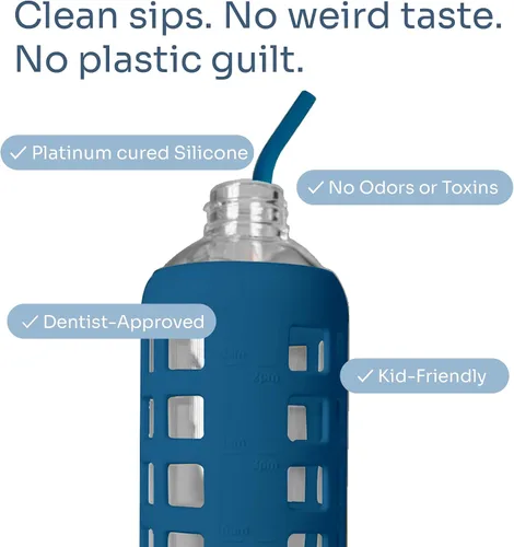 Miniatura 4 de purifyou Pajitas de acero inoxidable extra largas de 14.5 pulgadas con puntas de silicona, popotes de metal reutilizables para vasos, licuados