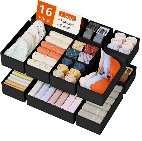 Miniatura 12 de DIMJ Organizadores de Cajones para Ropa, Juego de 4 Contenedores Organizadores para Cómoda, Organizadores de Armario de Tela y Almacenamiento