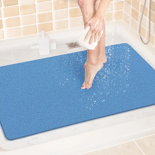 Miniatura 16 de LuxStep - Tapete de ducha, de 24 x 36 pulgadas, tapete de baño antideslizante con drenaje, tapete de baño de cloruro de polivinilo, de secado Gris