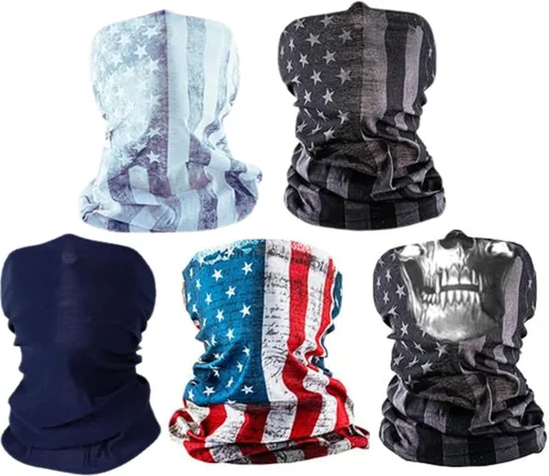 S A Company Paquete de 5 Protectores Faciales UV Polainas multiusos UV 30+ para el cuello, pasamontañas para adultos