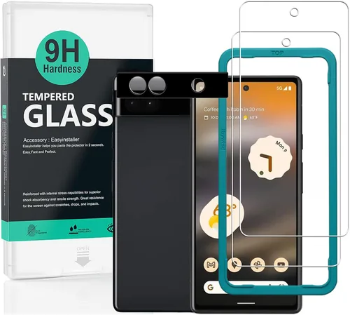 Ibywind Protector de pantalla para Google Pixel 6a 5G 6.1", con protector de lente de cámara de metal, sin burbujas, fácil de instalar