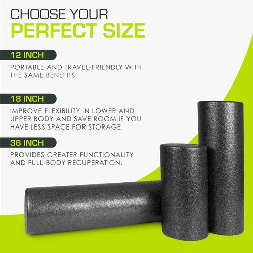 Miniatura 4 de ProsourceFit Rodillos de espuma de alta densidad de 12 pulgadas de largo, herramienta de masaje atlético firme para cuerpo completo
