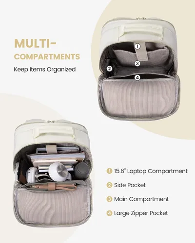 Miniatura 2 de LOVEVOOK Mochila de Viaje para Laptop Bolso para Mujeres Trabajo Negocios Bolsas de Computadora, Beige, 15,6 pulg.