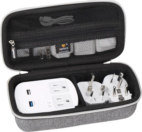 Aproca Funda compatible con el kit de adaptador de viaje Ceptics World, bolsa de almacenamiento portátil para accesorios, color gris (solo funda)