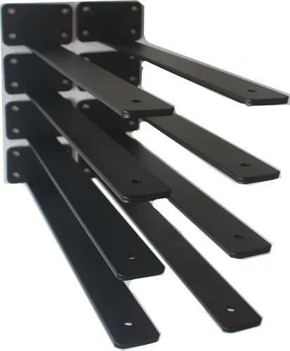 Miniatura 32 de Paquete de 2 - Soportes de estante en L ocultos negros de 4 pulgadas (1/5 pulgada de grosor) Soportes de estante flotante de hierro Soportes