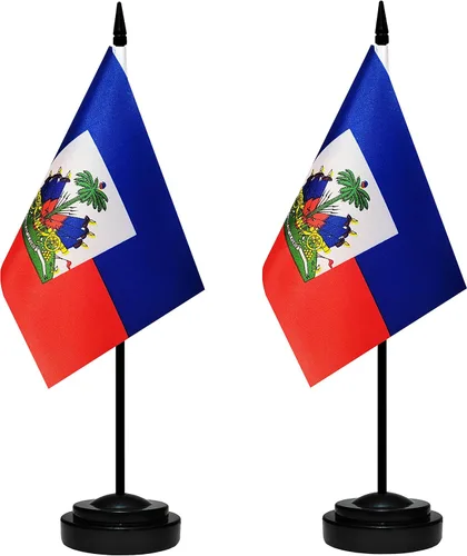 Miniatura 7 de Juego de banderas de escritorio de México, paquete de 2 banderas de mesa mexicanas, mini bandera de escritorio pequeña con poste negro sólido de 12