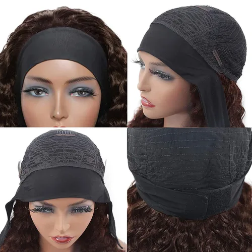 Miniatura 17 de Peluca de cabello humano con diadema de ondas profundas, sin pegamento, pelucas de cabello rizado sin encaje frontal, pelucas de cabello humano