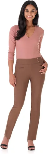Miniatura 4 de Rekucci - Pantalones elegantes y rectos para mujer fácil de ponerse para uso diario con control de barriga