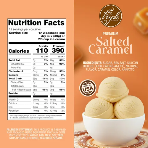 Miniatura 2 de Triple Scoop - Mezcla de helado de caramelo salado prémium para hacer helados. Simple, fácil, delicioso. De mezcla gourmet a máquina en 5 minutos