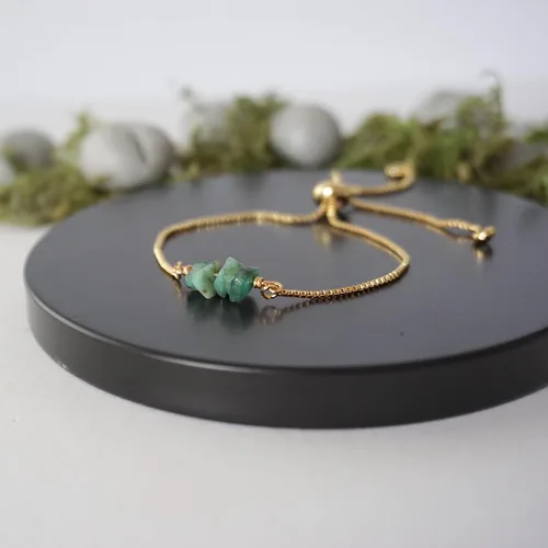 Miniatura 12 de Designs by Nature Gems Pulsera de piedra natal de cristal hecha a mano, pulsera de bolo de cadena deslizante ajustable, chapado en oro
