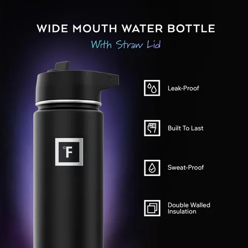 Miniatura 2 de IRON °FLASK Botella de agua para acampar y senderismo con pajita, botella de agua deportiva de acero inoxidable con aislamiento de boca ancha - 22