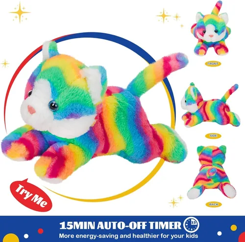 Miniatura 6 de Glow Guards Gatito de peluche con luces LED arcoíris, suave, con luz nocturna, regalos de Navidad, Día de los Niños, cumpleaños, para niños