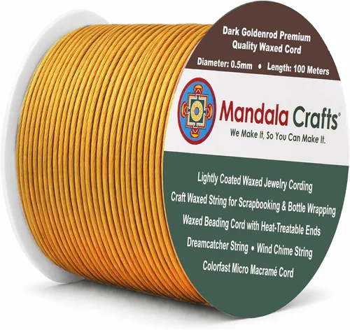 Miniatura 116 de Cuerda Mandala Crafts 0.03 pulgadas 109 yardas para hacer joyería, artesanía, macramé, cuerda de algodón encerado Negro